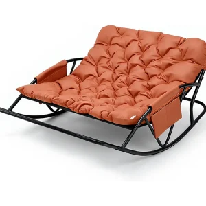 2-zits schommelstoel met kussen in techstof – moderne loungestoel met stalen frame voor balkon, terras of woonkamer 2-zits schommelstoel met kussen in techstof – moderne loungestoel met stalen frame voor balkon, terras of woonkamer