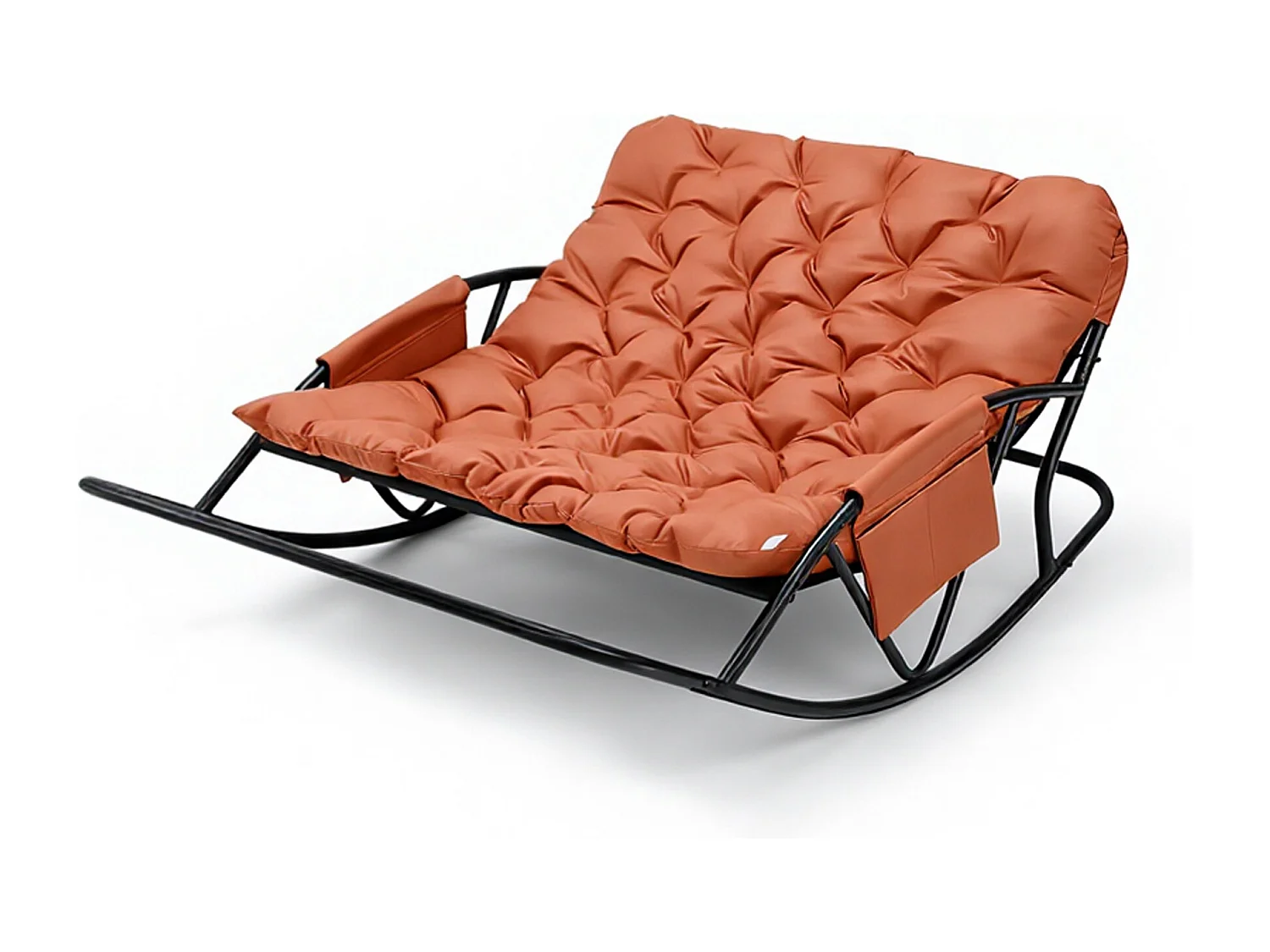 2-zits schommelstoel met kussen in techstof – moderne loungestoel met stalen frame voor balkon, terras of woonkamer