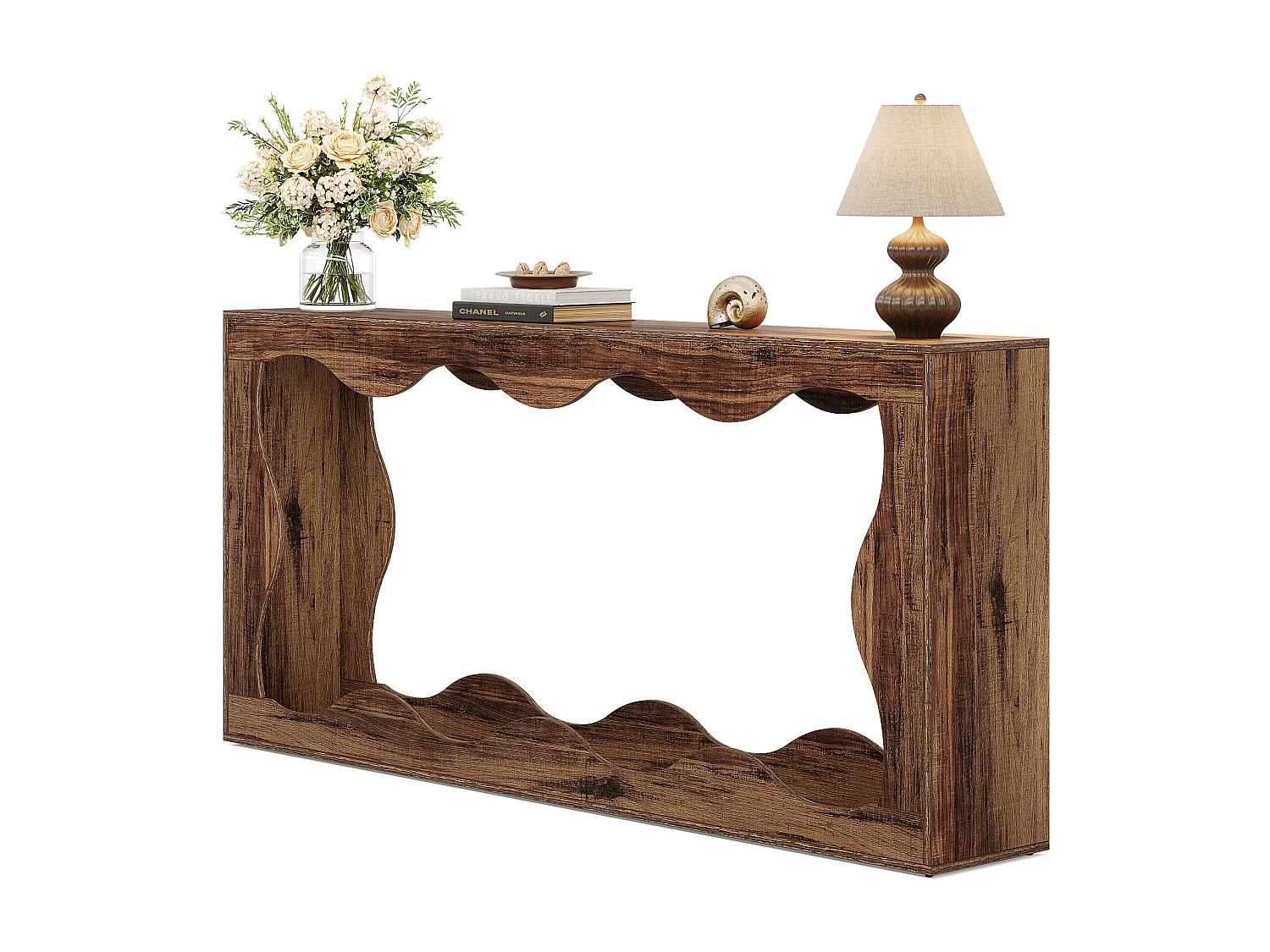 160cm Farmhouse Consoletafel met opbergruimte, salontafel achter de bank, lange haltafel, smalle consoletafel