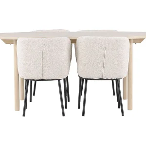 Andy eethoek tafel 90x180cm en 4 bouclé stoelen whitewash. Andy eethoek tafel 90x180cm en 4 bouclé stoelen whitewash.