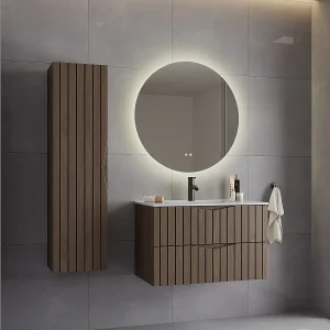 Ensemble meuble simple vasque encastrée 80cm et colonne Siena bois en zwart Ensemble meuble simple vasque encastrée 80cm et colonne Siena bois en zwart