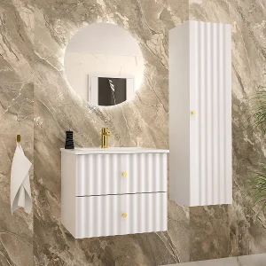 Ensemble meuble simple vasque encastrée 60cm et colonne Izae Blanc Ensemble meuble simple vasque encastrée 60cm et colonne Izae Blanc