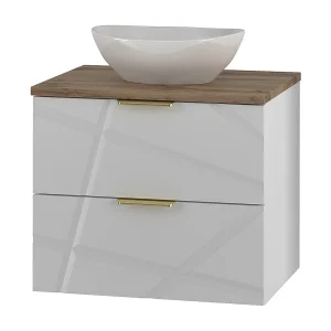 Meuble enkele wastafel 60cm Aurora Wit en Hout Meuble enkele wastafel 60cm Aurora Wit en Hout