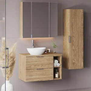 Meuble sous-vasque 80cm 2 nissen plan de toilette Astrid Bois Meuble sous-vasque 80cm 2 nissen plan de toilette Astrid Bois