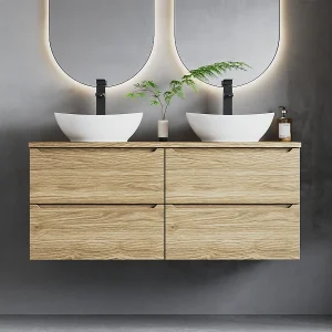 Badmeubel 120cm Viggo Houten badmeubelblad Badmeubel 120cm Viggo Houten badmeubelblad