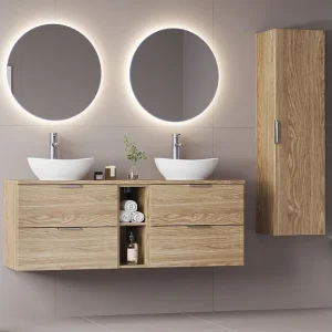 Onderkast 140cm 2 nissen plan de toilette Astrid Hout Onderkast 140cm 2 nissen plan de toilette Astrid Hout