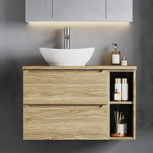 Onderkast 80cm 2 nissen plan de toilette Viggo Hout Onderkast 80cm 2 nissen plan de toilette Viggo Hout