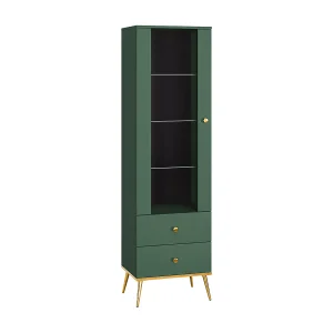 1-deurs vitrinekast met 2 lades Thalia Green 1-deurs vitrinekast met 2 lades Thalia Green