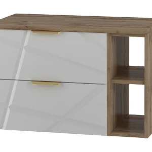 Meuble onder-wastafel 80cm 2 nissen wastafelblad Aurora Wit en Hout Meuble onder-wastafel 80cm 2 nissen wastafelblad Aurora Wit en Hout