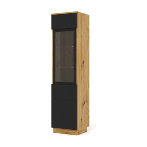 Aurus Hout en Zwart 2-deurs vitrinekast Aurus Hout en Zwart 2-deurs vitrinekast