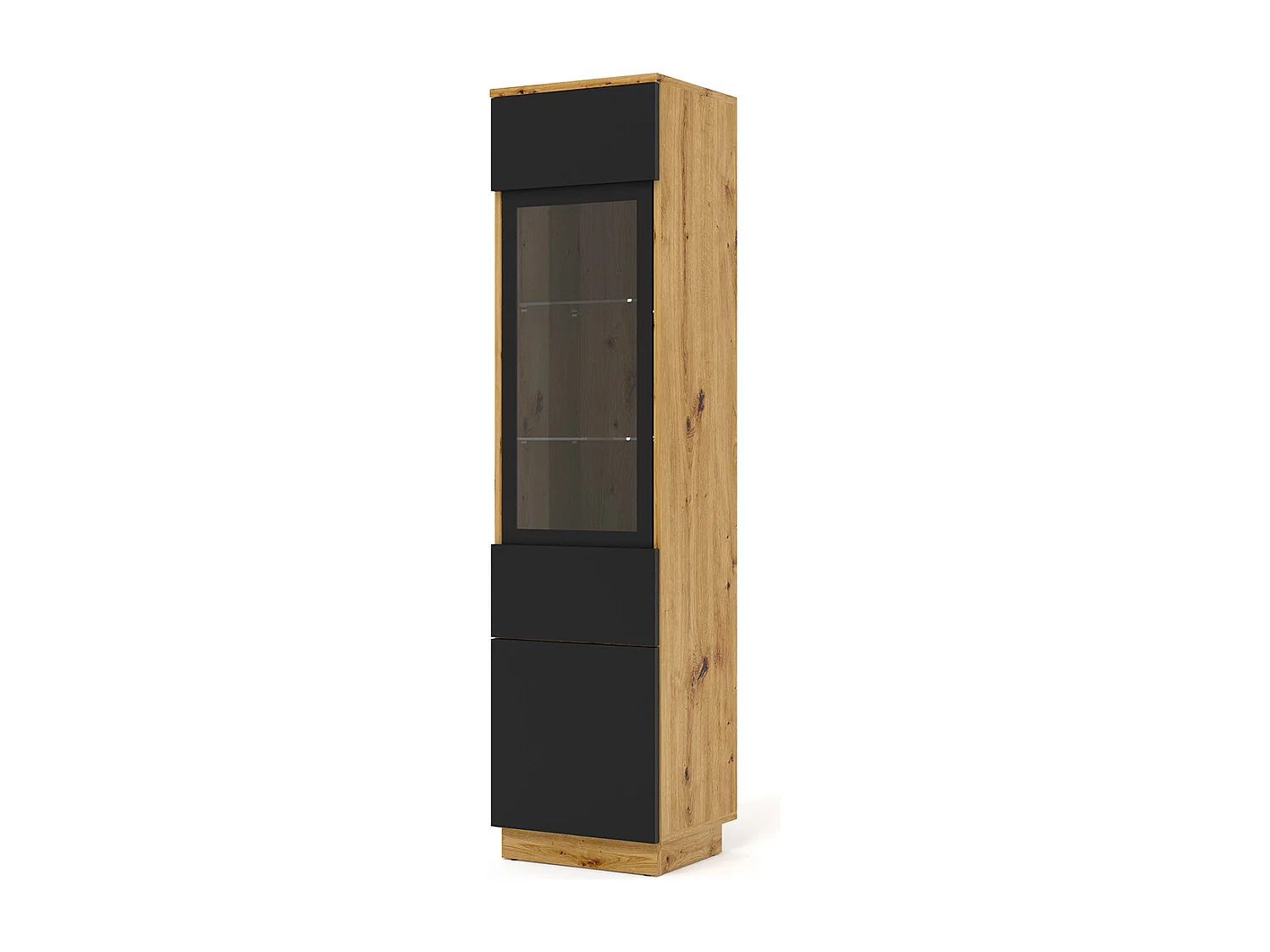 Aurus Hout en Zwart 2-deurs vitrinekast
