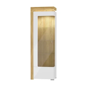 1-deurs linksdraaiende vitrinekast inclusief LED Teo Wit en Hout 1-deurs linksdraaiende vitrinekast inclusief LED Teo Wit en Hout