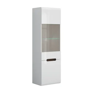 2-deurs vitrine met LED Darrel Wit lak en Hout 2-deurs vitrine met LED Darrel Wit lak en Hout