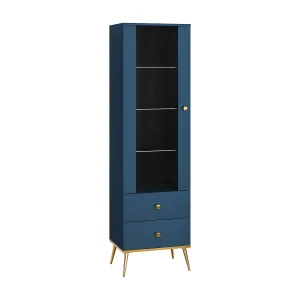 1-deurs vitrinekast met 2 lades Thalia Blauw 1-deurs vitrinekast met 2 lades Thalia Blauw