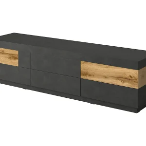 206 cm Andrea Antraciet Grijs en Hout TV-meubel met 6 laden 206 cm Andrea Antraciet Grijs en Hout TV-meubel met 6 laden