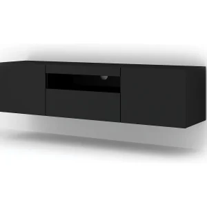 Aurus Zwart 3-deurs tv-element voor wandmontage 150 cm Aurus Zwart 3-deurs tv-element voor wandmontage 150 cm