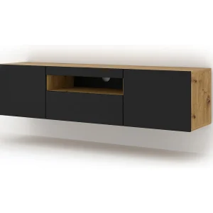 Aurus Zwart en Hout 3-deurs TV-element voor wandmontage 150 cm Aurus Zwart en Hout 3-deurs TV-element voor wandmontage 150 cm