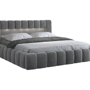 Kistbed 180×200 inclusief lattenbodem Auria Fluweel Grijs Kistbed 180×200 inclusief lattenbodem Auria Fluweel Grijs
