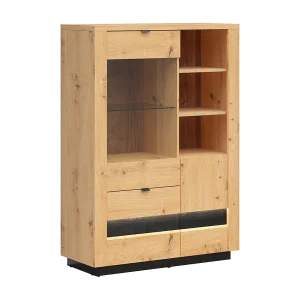 2 deurs 2 ladekast met LED Glenn Hout en Zwart 2 deurs 2 ladekast met LED Glenn Hout en Zwart
