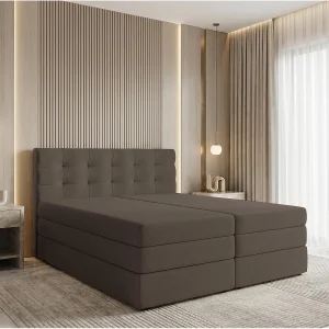 AX LIVING Finike Boxspringbed 180×200 cm met topper, tweepersoonsbed, bruin