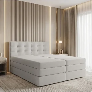 AX LIVING Finike Boxspringbed 140×200 cm, 2 matrassen, stof beige