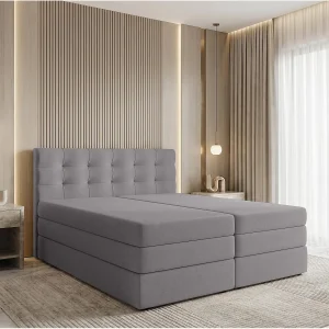 AX LIVING Finike Gestoffeerd bed 140×200 cm, boxspringbed, lichtgrijs