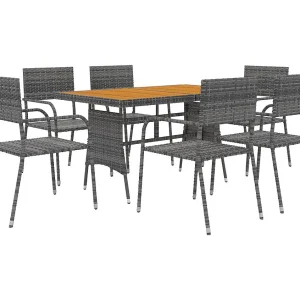 7-delige Tuinset poly rattan grijs 7-delige Tuinset poly rattan grijs