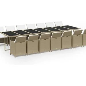 15-delige Tuinset met kussens poly rattan beige 15-delige Tuinset met kussens poly rattan beige