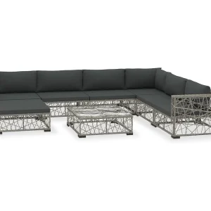 8-delige Loungeset met kussens poly rattan grijs 8-delige Loungeset met kussens poly rattan grijs