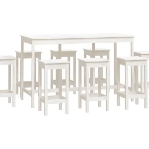9-delige Barset massief grenenhout wit 9-delige Barset massief grenenhout wit