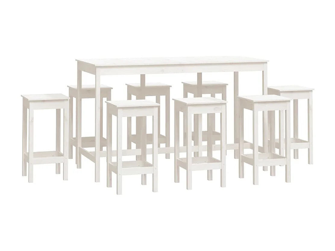 9-delige Barset massief grenenhout wit