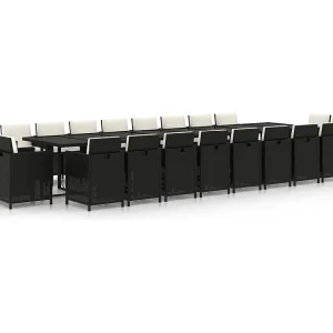 21-delige Tuinset met kussens poly rattan zwart