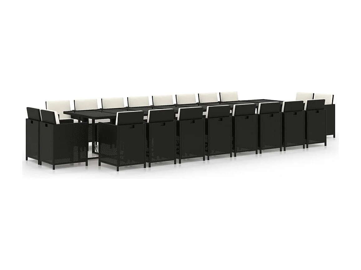 21-delige Tuinset met kussens poly rattan zwart
