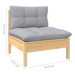 13-delige Loungeset met grijze kussens massief grenenhout 13-delige Loungeset met grijze kussens massief grenenhout