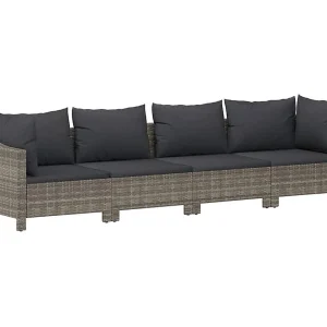 4-delige tuinloungeset met kussens grijs poly rattan 4-delige tuinloungeset met kussens grijs poly rattan
