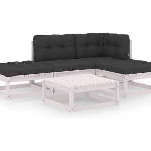 5-delige Loungeset met kussens massief grenenhout 5-delige Loungeset met kussens massief grenenhout