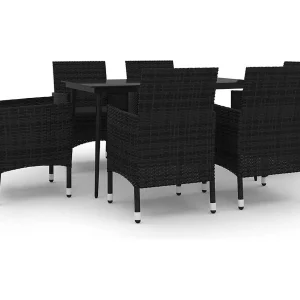 7-delige Tuinset met kussens poly rattan en glas 7-delige Tuinset met kussens poly rattan en glas
