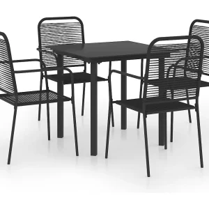 5-delige Tuinset glas en staal zwart 5-delige Tuinset glas en staal zwart