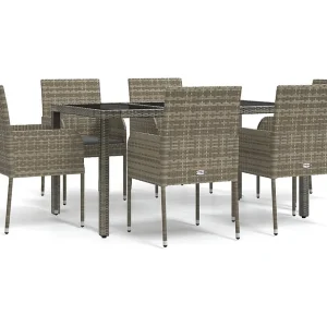 7-delige Tuinset met kussens poly rattan grijs 7-delige Tuinset met kussens poly rattan grijs