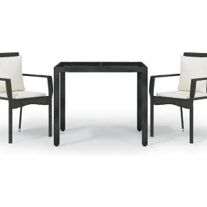 3-delige Tuinset met kussens poly rattan zwart 3-delige Tuinset met kussens poly rattan zwart