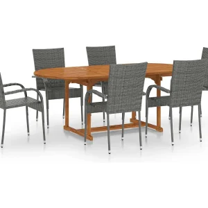 7-delige Tuinset poly rattan grijs 7-delige Tuinset poly rattan grijs