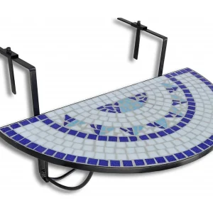 Balkontafel hangend mozaïek blauw en wit