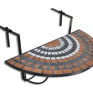 Balkontafel hangend mozaïek terracottakleurig en wit