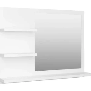 Badkamerspiegel 60×10,5×45 cm bewerkt hout wit Badkamerspiegel 60×10,5×45 cm bewerkt hout wit