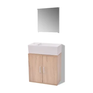 Badkamermeubelset met wasbak beige 3-dlg Badkamermeubelset met wasbak beige 3-dlg