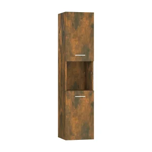 Badkamerkast 30x30x130 cm bewerkt hout gerookt eikenkleurig Badkamerkast 30x30x130 cm bewerkt hout gerookt eikenkleurig