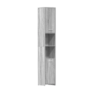 Badkamerkast 30x30x183,5 cm bewerkt hout grijs sonoma eiken
