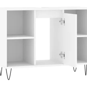 Badkamerkast 80x33x60 cm bewerkt hout wit Badkamerkast 80x33x60 cm bewerkt hout wit