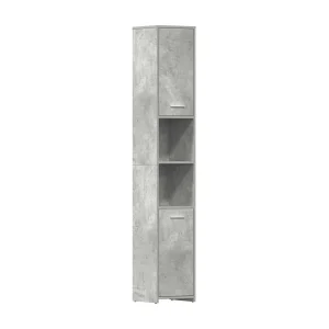 Badkamerkast 30x30x183,5 cm bewerkt hout betongrijs
