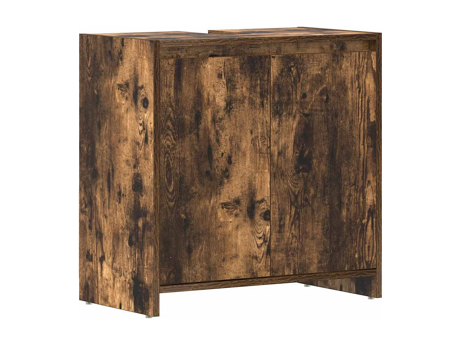Badkamerkast 60x33x61 cm bewerkt hout gerookt eikenkleurig
